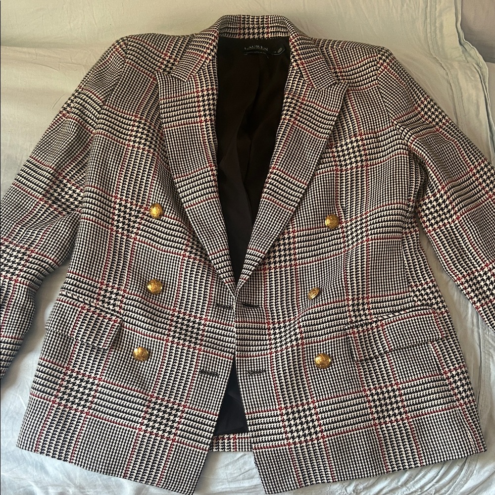 Ralph Lauren Black and White Sport Coat Blazer with Classic Plaid